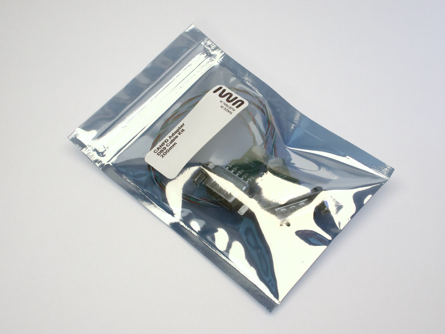 Two DB9 breakout connectors in an anti-static ziploc bag