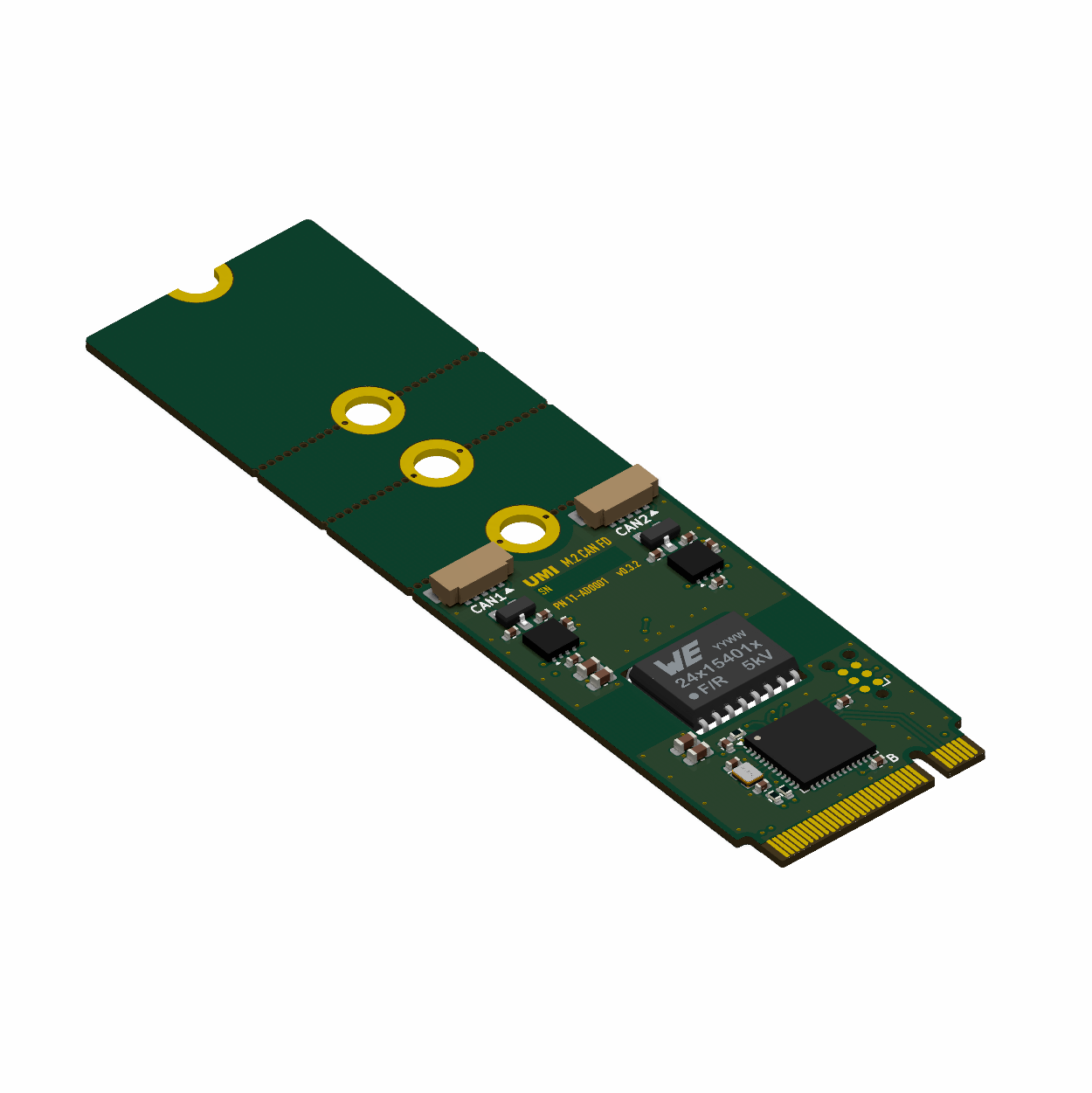 Isometric view of M.2 CAN FD Adapter