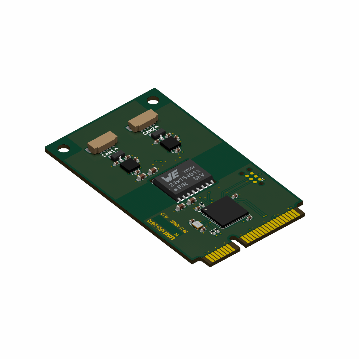 Isometric view of mPCIe CAN FD Adapter